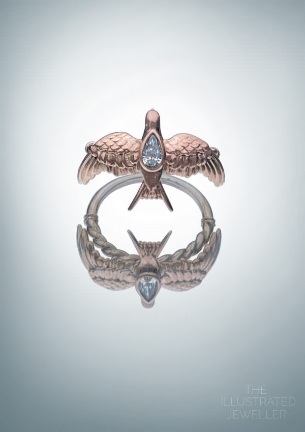 9CT Rose gold swallow ring on sale