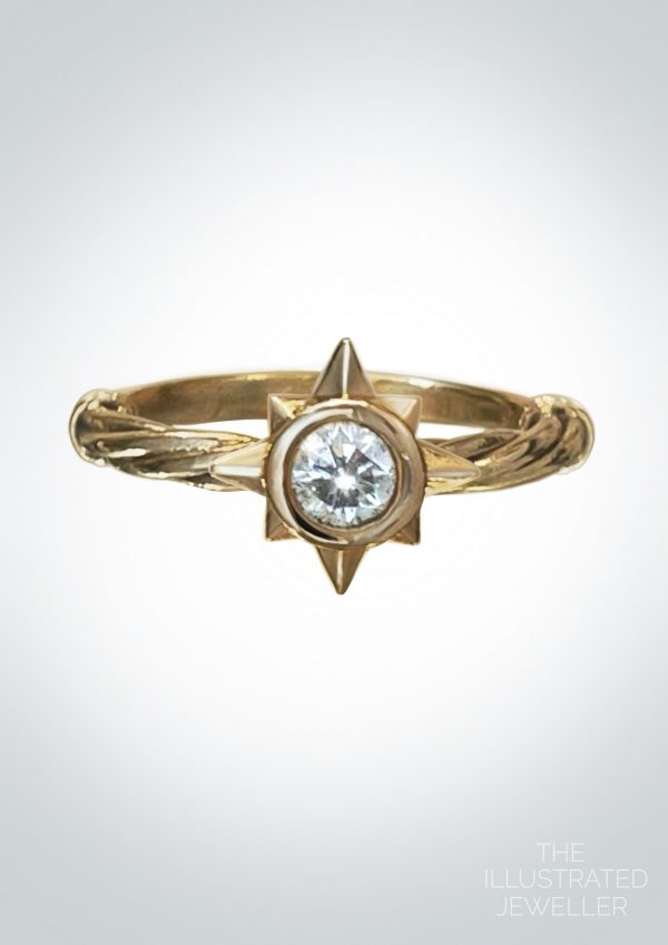 nautical star ring with gemstone