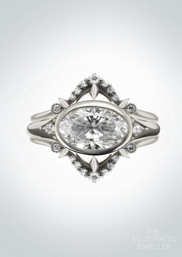 Diamond bridal stack in white gold
