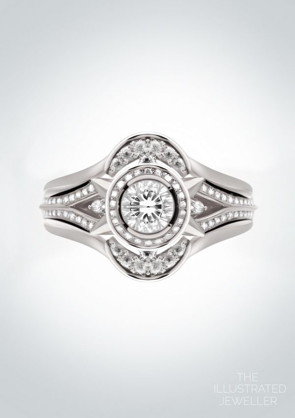 white gold bridal stack