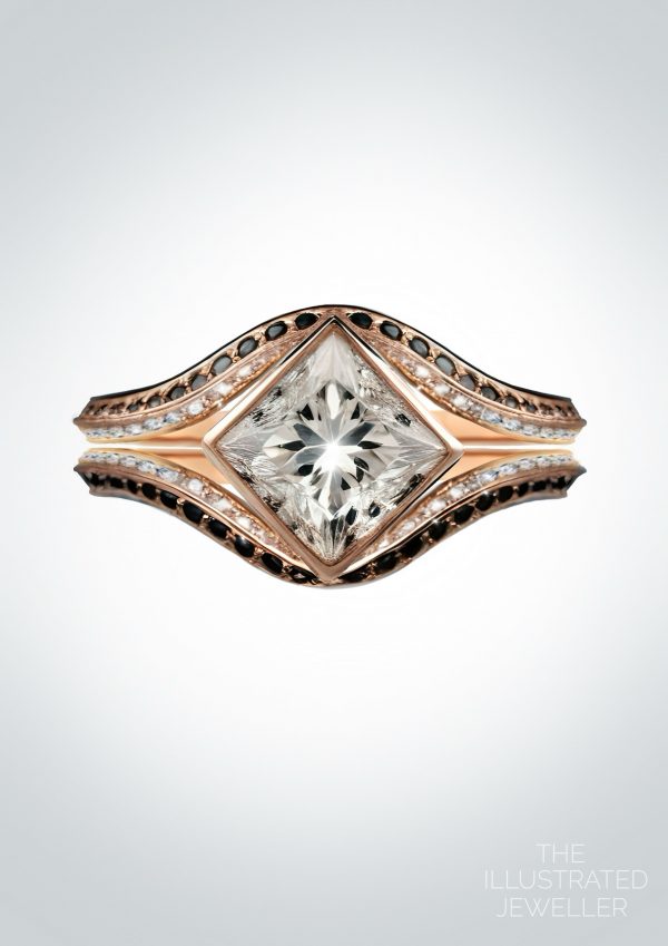 rose gold diamond bridal set